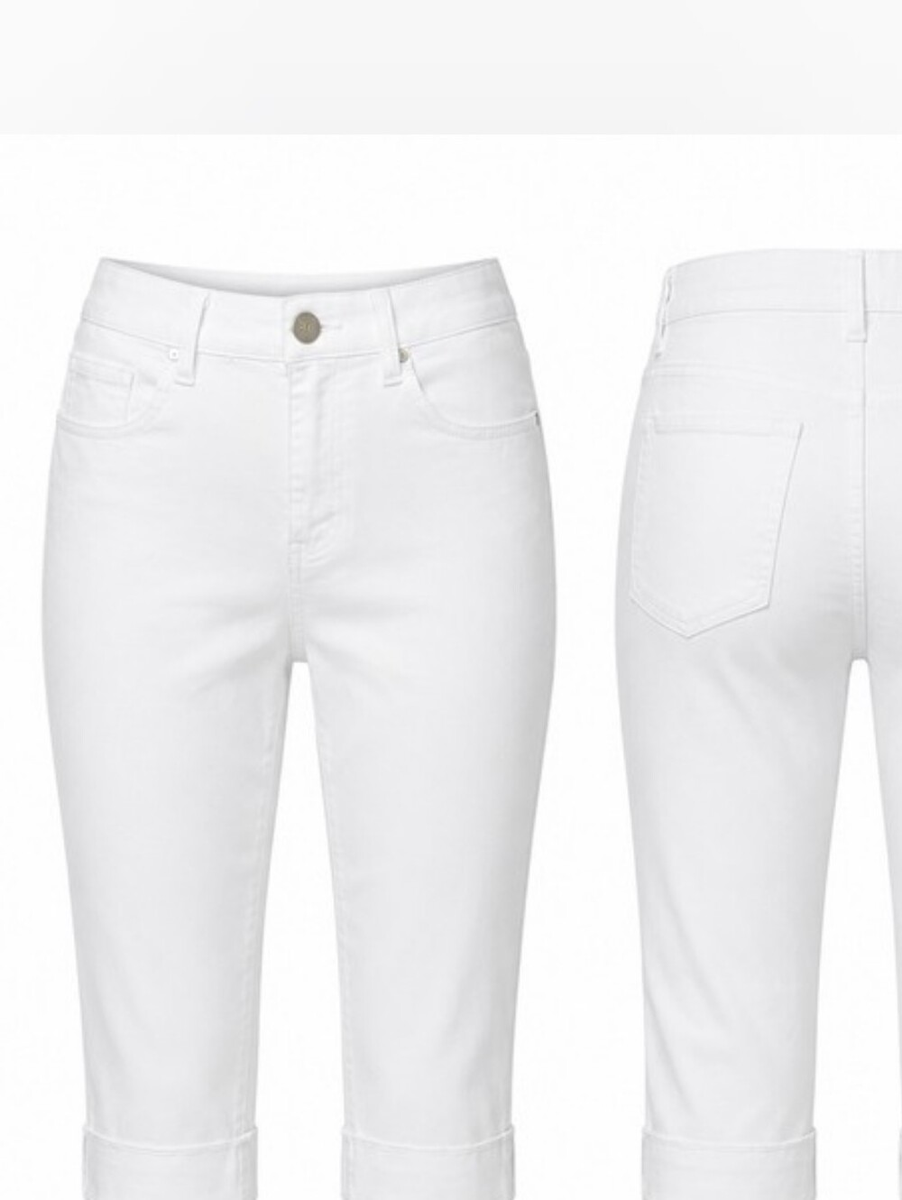 D Jeans White Cuffed Capri Pants